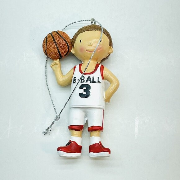 Unbranded Other - Christmas Ornament Cute Boy Basketball Player White Jersey #3 Hand Painted